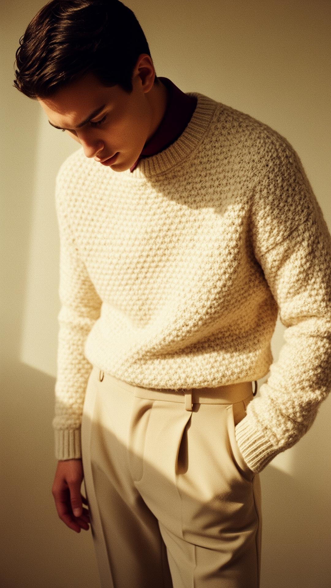 Editorial — cream knitwear